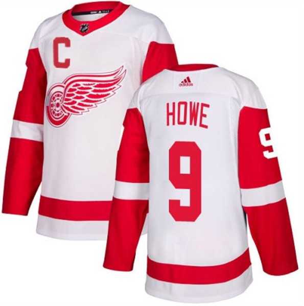 Mens Detroit Red Wings #9 Gordie Howe White Stitched Jersey Dzhi